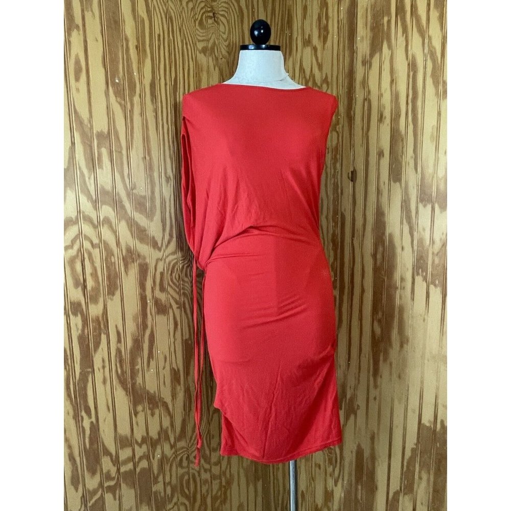MM6 Maison Martin Margiela Red Asymmetric Draped Dress